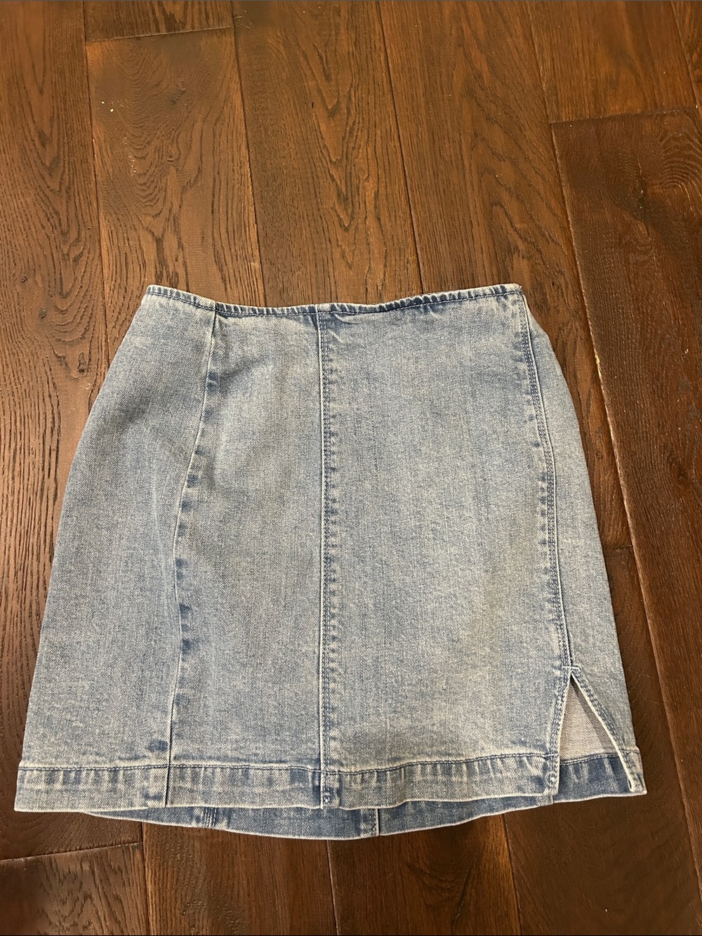 PacSun Light Blue Denim Mini Skirt with Side Slit 14”